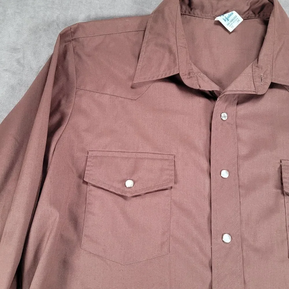 Malco Modes Snap Western Shirt‎ Long Sleeve Flap Pockets USA Size 17 34